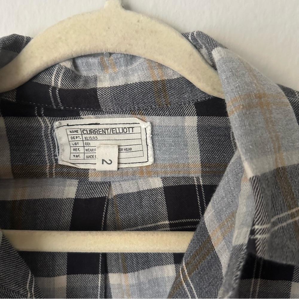 Current/Elliott Black and Gray Casual Button Down flannel Shirt size 2 Western - Picture 4 of 10